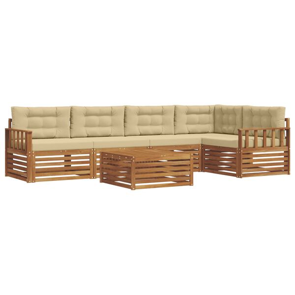 vidaXL Set vanjskih sofa s jastukom 6 pcs Prirodna i bež