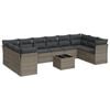 vidaXL 11-dijelni set vrtnih sofa od poliratana s jastucima sivi