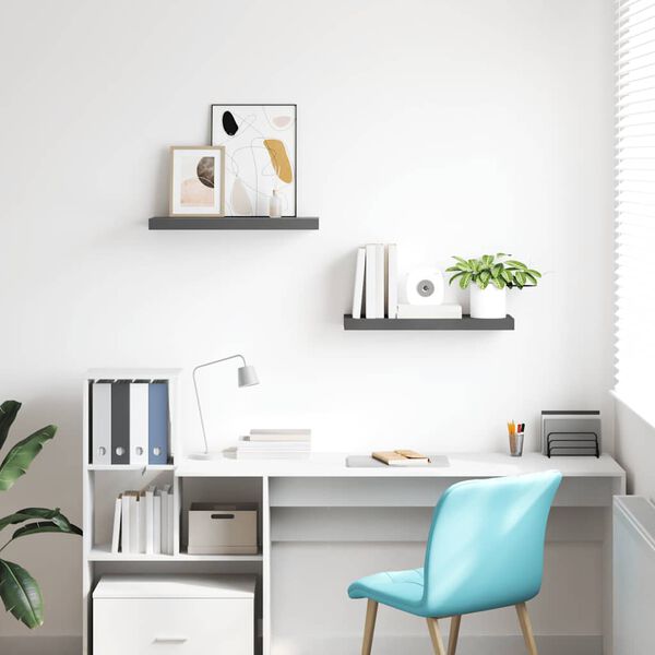 vidaXL Plutajuće zidne police 2 kom sjajne sive 60 x 23,5 x 3,8 cm MDF