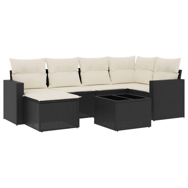 vidaXL 7-dijelni set vrtnih sofa od poliratana s jastucima crni