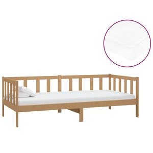 vidaXL Dnevni ležaj s madracem 90x200 cm boja meda od masivne borovine