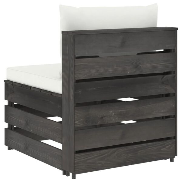 vidaXL Modularna srednja sofa s jastucima od sivo impregniranog drva