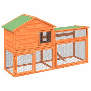vidaXL Kavez za zečeve smeđi 185,5x60,5x109,5 cm od masivne borovine