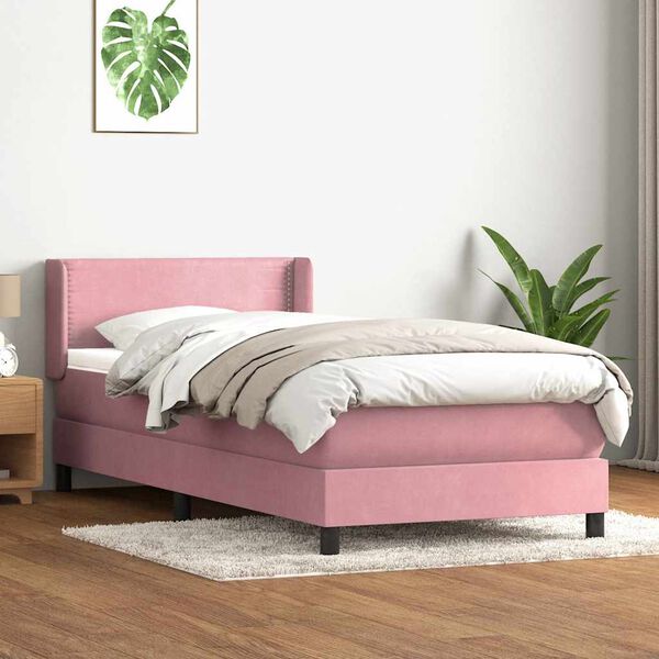 vidaXL Box Spring krevet s madracem ružičasti 100x220 cm bar&scaron;un