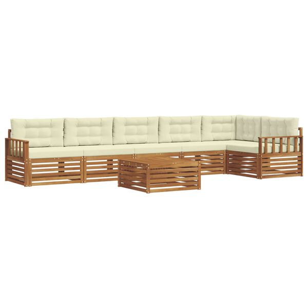 vidaXL Set vanjskih sofa s jastukom 7 pcs Prirodna i krem