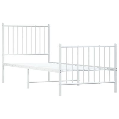 vidaXL Metalni okvir kreveta uzglavlje i podnožje bijeli 75x190 cm