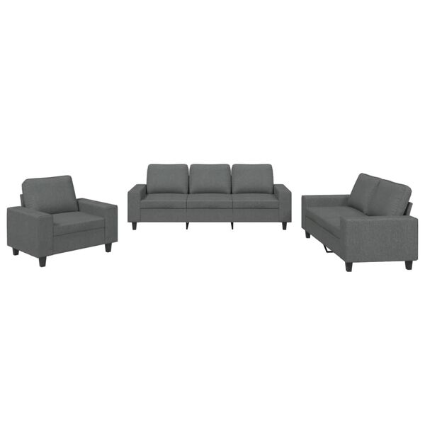 vidaXL 3-dijelni set sofa tamnosivi od tkanine