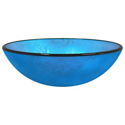 vidaXL Umivaonik od kaljenog stakla 42 x 14 cm plavi