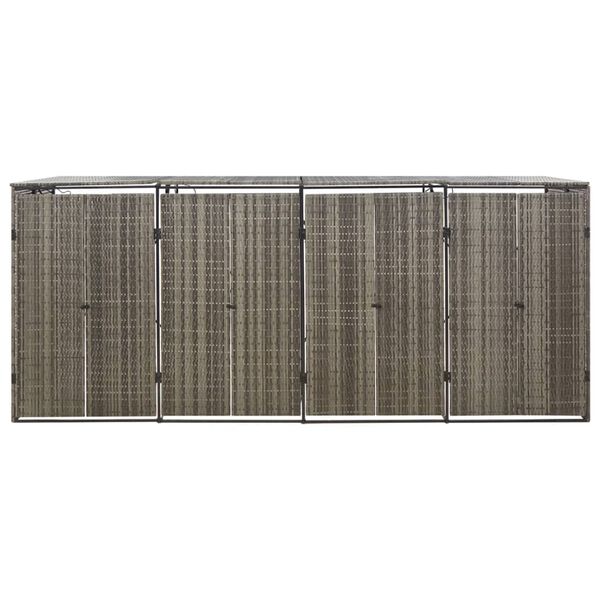 vidaXL Spremište za 4 kante za smeće sivo 274 x 80 x 117 cm poliratan