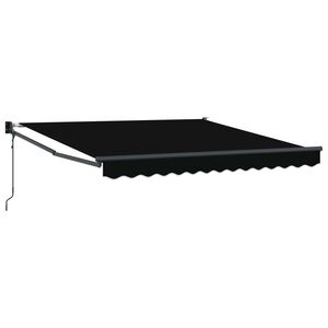 vidaXL Skrovita tenda Crna 350 x 250 cm Poliester i aluminij