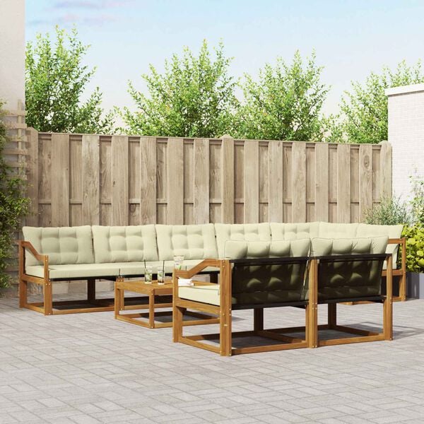 vidaXL Set vanjskih sofa s jastukom 9 pcs Prirodna i krem