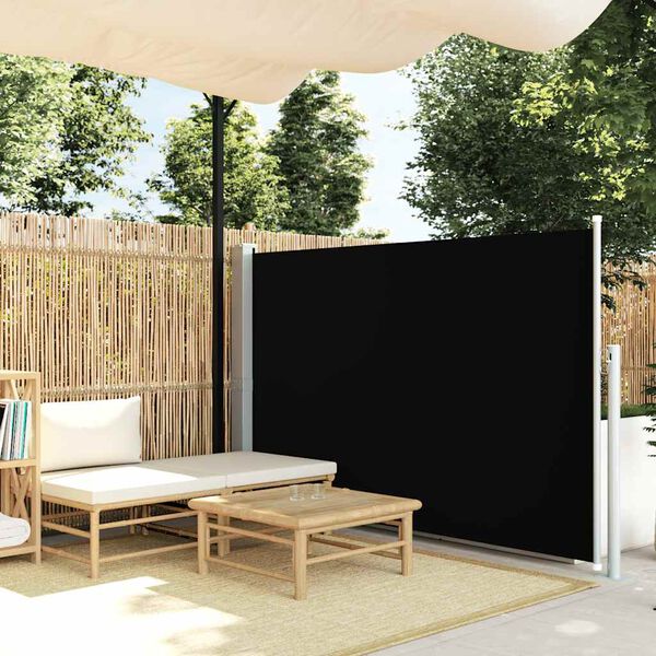 vidaXL Uvlačiva bočna tenda za terasu 140 x 500 cm crna