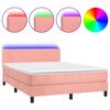 vidaXL Krevet box spring s madracem LED ružičasti 140x190cm bar&scaron;unasti