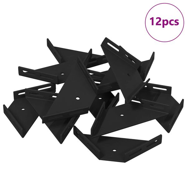 vidaXL Kutni nosač 12 pcs Crna 138,5 x 50,5 x 16 mm Željezo