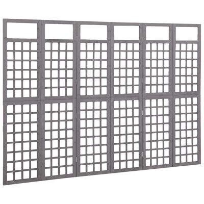 vidaXL Sobna pregrada / rešetka sa 6 panela jelovina 242,5x180 cm siva