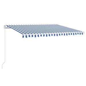 vidaXL Tenda na ručno uvlačenje s LED svjetlom 450x350 cm plavo-bijela