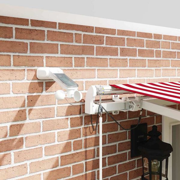 vidaXL Skrovita tenda Crvena i bijela 500 &times; 350 cm Poliester i metal