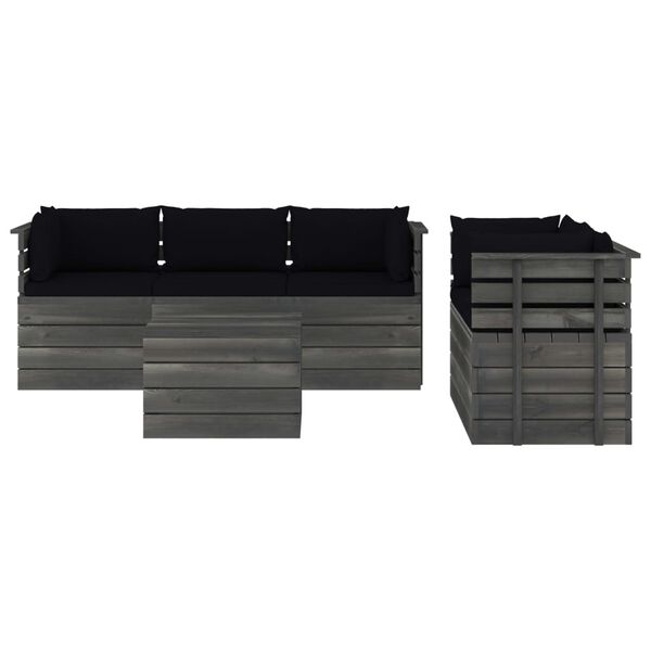 vidaXL 6-dijelna vrtna garnitura od paleta od borovine s jastucima