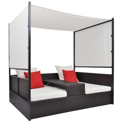 vidaXL Vrtni krevet s baldahinom smeđi 190 x 130 cm poliratan
