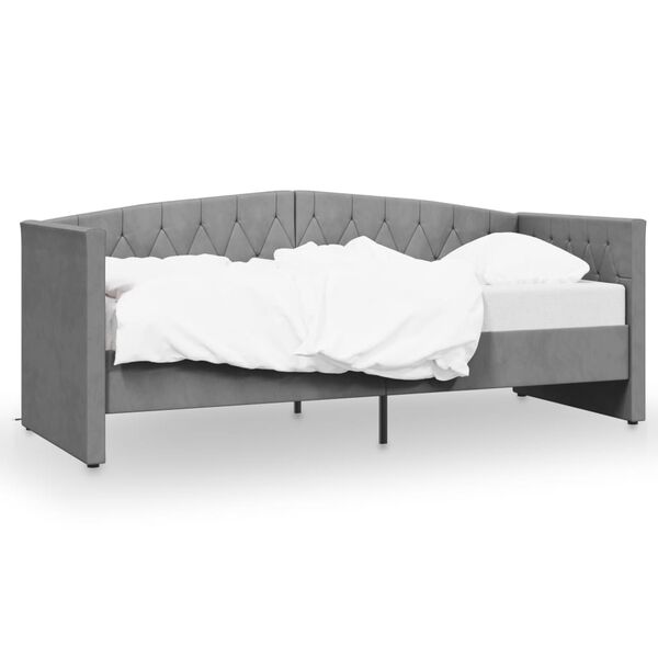 vidaXL Dnevni ležaj s USB-om svjetlosivi bar&scaron;unasti 90 x 200 cm