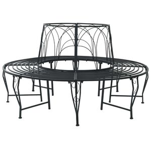 vidaXL Klupa pod drvetom 8-Broj sjedala &Oslash; 160 x 89 cm Čelik Crna