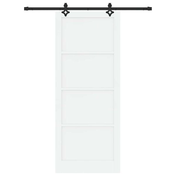 vidaXL Klizna vrata Bijela i crna 93 x 232 cm Čvrsto borovo drvo