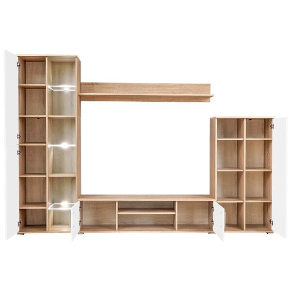 vidaXL Zidni TV element s LED svjetlima boja hrasta sonome i bijela