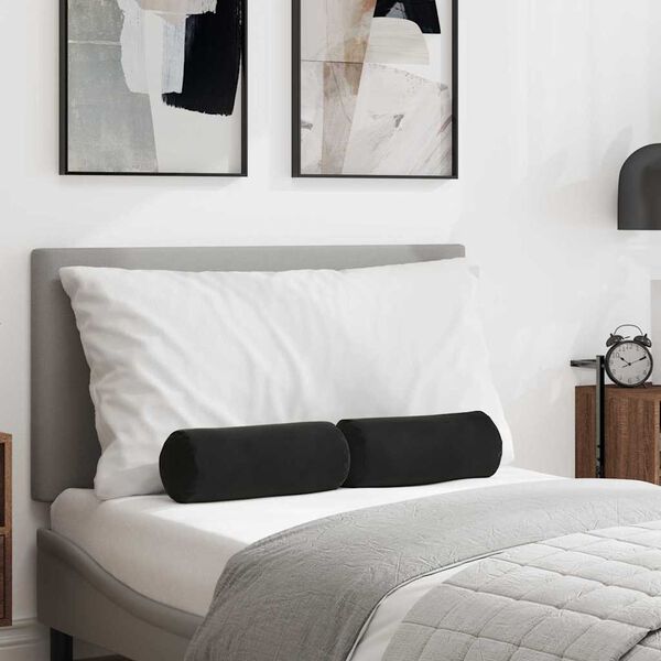 vidaXL Valjkasti jastučići 2 pcs Crna Ø 15 x 40 cm Kordura tekstil