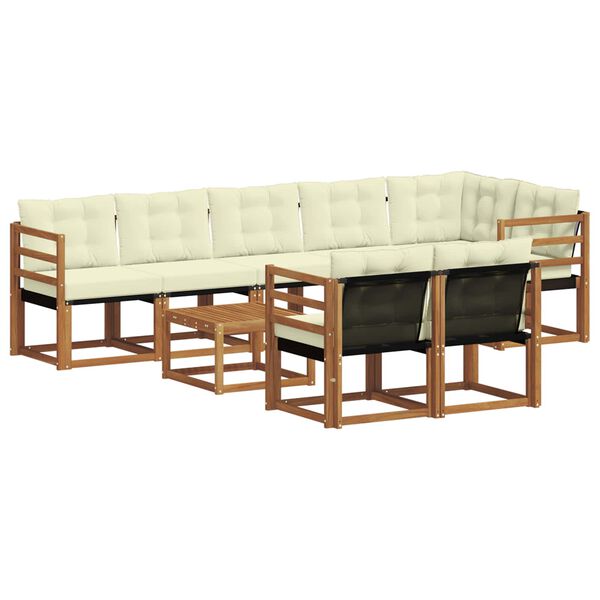 vidaXL Set vanjskih sofa s jastukom 9 pcs Prirodna i krem