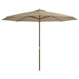 vidaXL Vrtni suncobran s drvenom &scaron;ipkom 350 cm bež