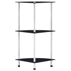 vidaXL Police s 3 razine crne 30 x 30 x 67 cm od kaljenog stakla