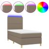vidaXL Krevet box spring s madracem LED smeđesivi 100x200 cm tkanina