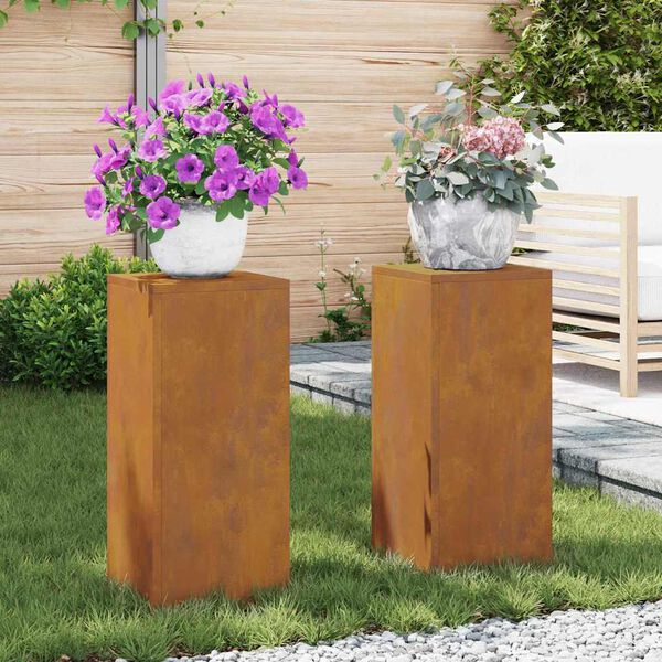 vidaXL Stalak za biljke 2 pcs Rđa 24 x 24 x 55 cm