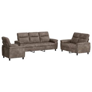vidaXL Set sofe 3 pcs Svjetlosiva Umetnička suknja koža