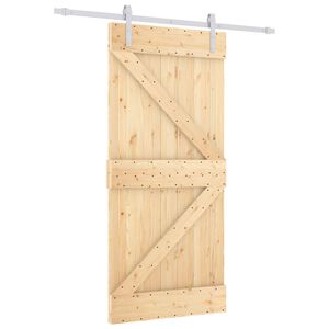vidaXL Klizna vrata 90 x 210 cm Masivna borovina Prirodna i bijela