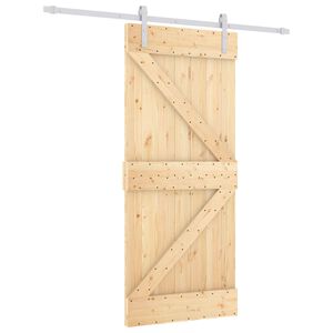vidaXL Klizna vrata 90 x 210 cm Masivna borovina Prirodna i bijela