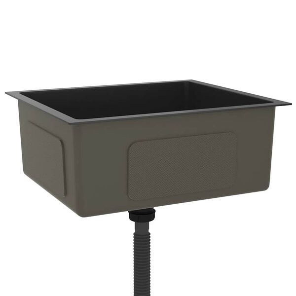 vidaXL Ručno rađeni kuhinjski sudoper crni od nehrđajućeg čelika