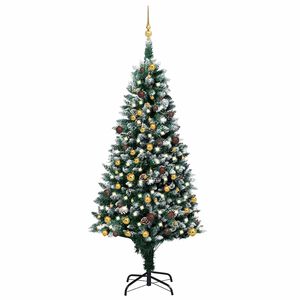 vidaXL Umjetna božićna jelka s LED svjetlima i setom kuglica i če&scaron;erima 210 cm