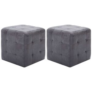 vidaXL Tabure 2 kom sivi 30 x 30 x 30 cm od umjetne bru&scaron;ene kože