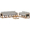 vidaXL Set vanjskih sofa s jastukom 8 pcs Prirodna i svjetlosiva