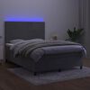 vidaXL Krevet box spring s madracem LED svjetlosivi 140x190 cm bar&scaron;un