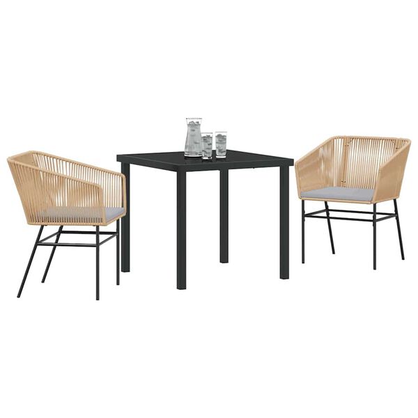 vidaXL Vrtni set za objed 3 pcs Smeđa Čelik s prahom premazan