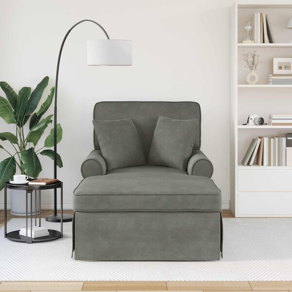 vidaXL Ležaljka s suknjom s jastukom Svijetlo siva 91 x 157 x 91 cm