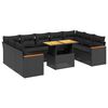 vidaXL 10-dijelni set vrtnih sofa s jastucima crni od poliratana