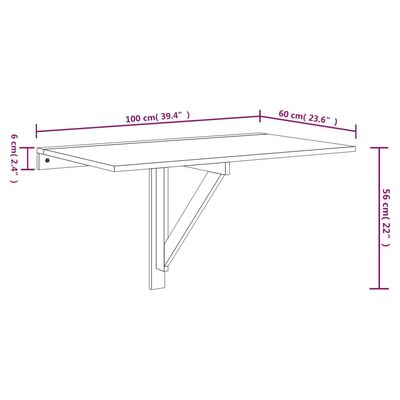 vidaXL Sklopivi zidni stol boja hrasta 100x60x56 cm konstruirano drvo