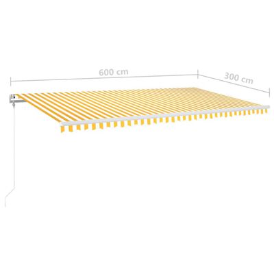 vidaXL Automatska tenda sa senzorom LED 600 x 300 cm žuto-bijela