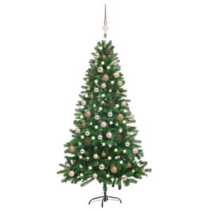 vidaXL Umjetno osvijetljeno božićno drvce s kuglicama 150 cm zeleno