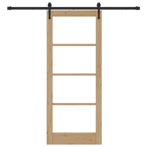 vidaXL Klizna vrata Prirodna i crna 83 x 202 cm