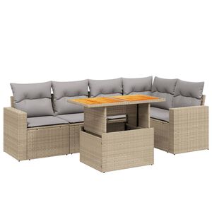 vidaXL 6-dijelni set vrtnih sofa s jastucima bež od poliratana