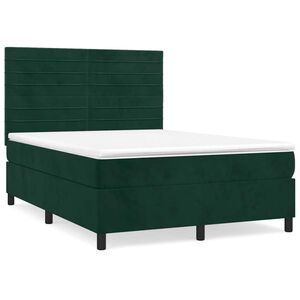 vidaXL Krevet s oprugama i madracem tamnozeleni 140x190 cm bar&scaron;unasti